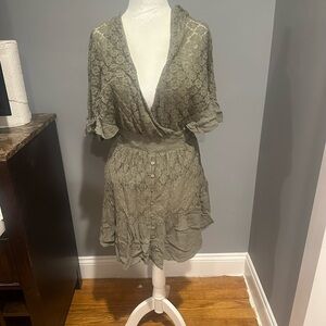 Elegant Olive Green Mini Dress